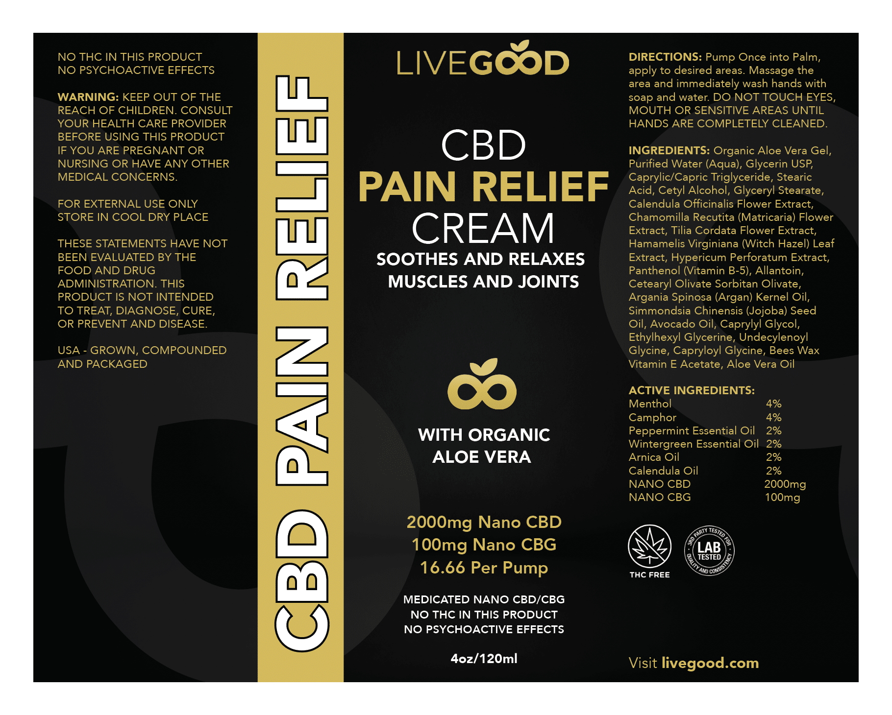 Live Good Cbd Pain Relief Cream Label
